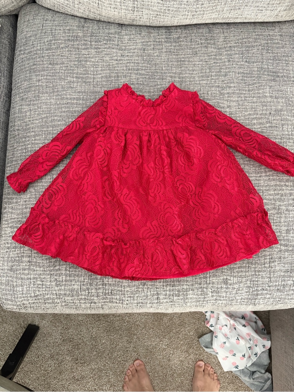 Wonder Nation Baby Girls Red Lace Long Sleeve Dress 6-9 Months Holiday